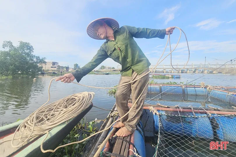 Nông dân Hà Tĩnh khẩn trương bảo vệ thủy sản nuôi trước bão số 5