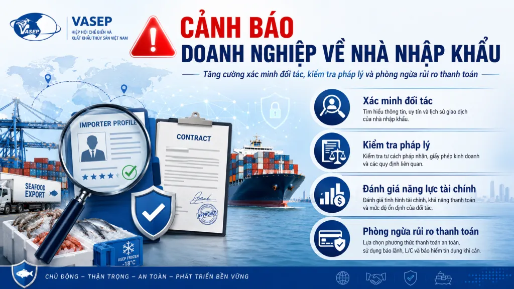 Cảnh báo doanh nghiệp thủy sản khi giao dịch với khách hàng EURL CAP DE FER tại Algeria